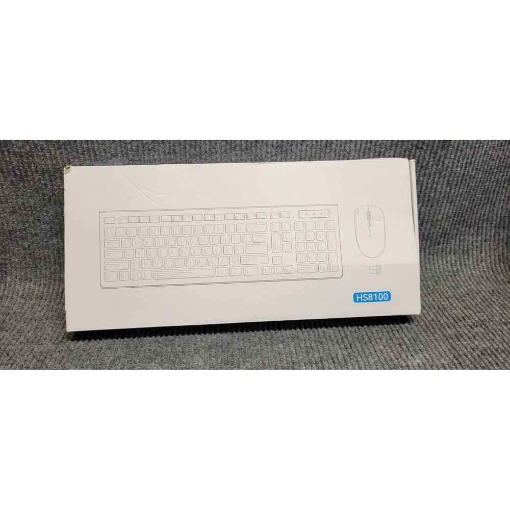 RECCAZR HS8100 Wireless Keyboard and Mouse Combo Cream White 2.4GHz USB Receiver